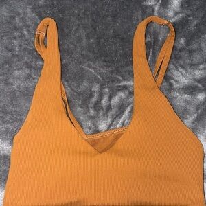Rust Orange Ribbed Sports Bra